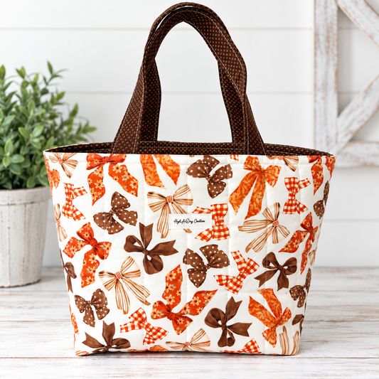 Autumn Bows Quilted Tote  Bag