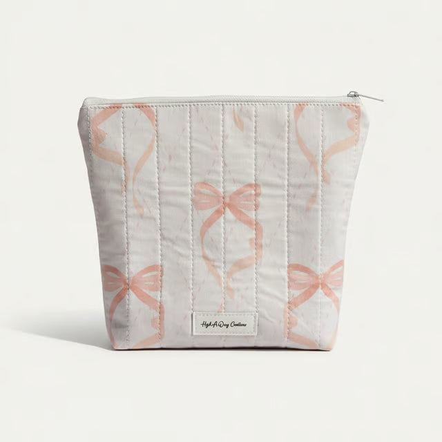 Quilted Zippered Pouch – Handmade Organizer, Makeup Bag, Travel Case "Bella"