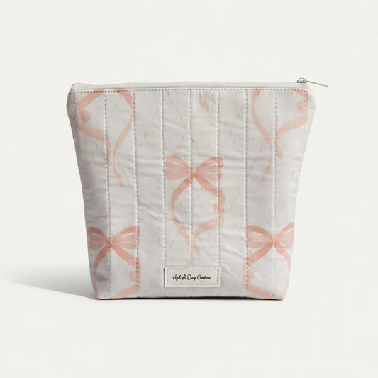 Quilted Zippered Pouch – Handmade Organizer, Makeup Bag, Travel Case "Bella"