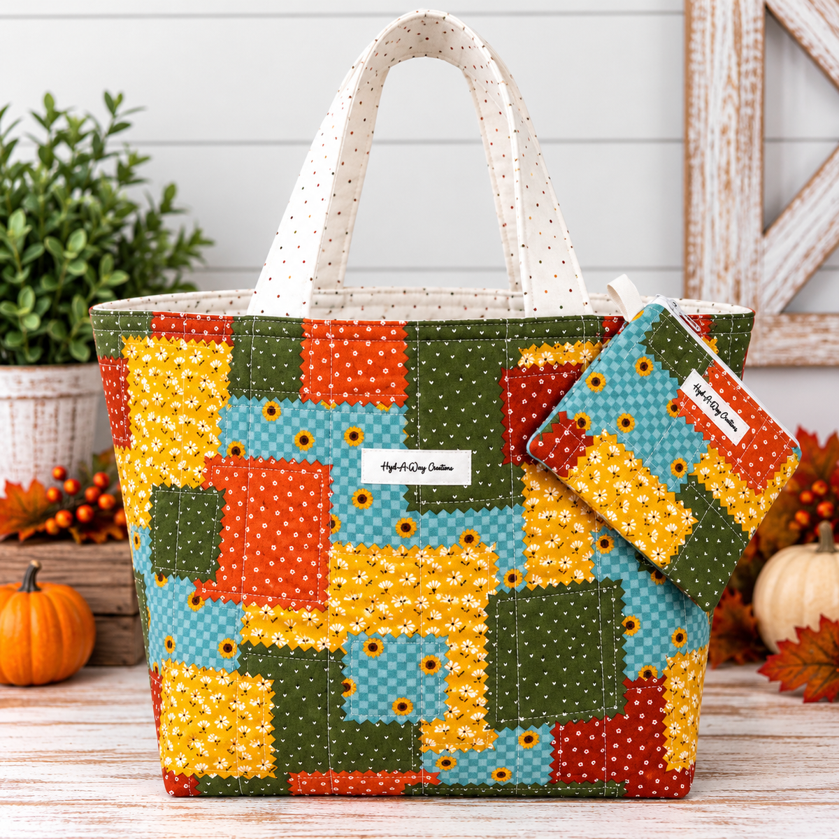 Autumn Patchwork Quilted Tote Bag