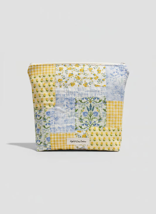 Quilted Zippered Pouch – Handmade Organizer, Makeup Bag, Travel Case "Glenda"