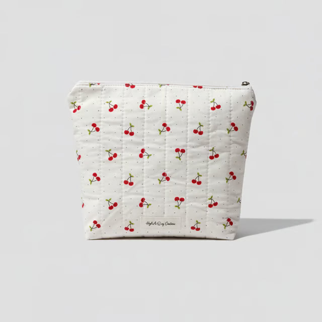 Quilted Zippered Pouch – Handmade Organizer, Makeup Bag, Travel Case "Mady"