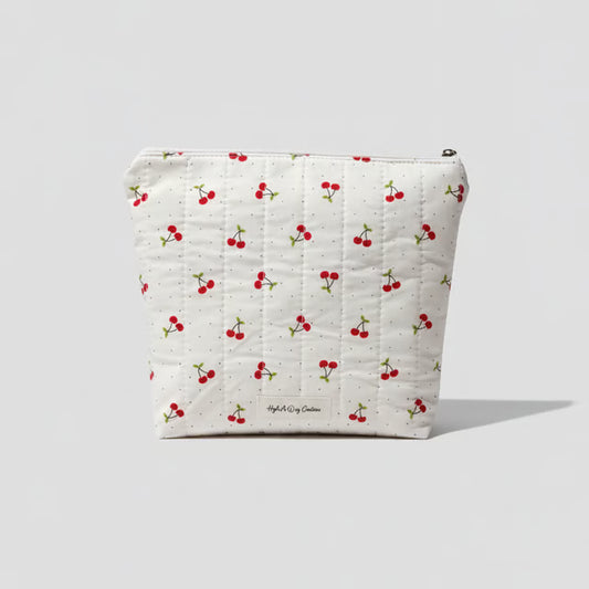 Quilted Zippered Pouch – Handmade Organizer, Makeup Bag, Travel Case "Mady"