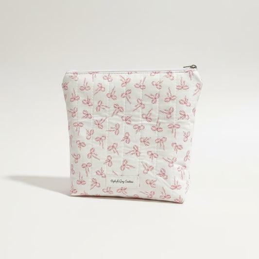 Quilted Zippered Pouch – Handmade Organizer, Makeup Bag, Travel Case "Shelby"